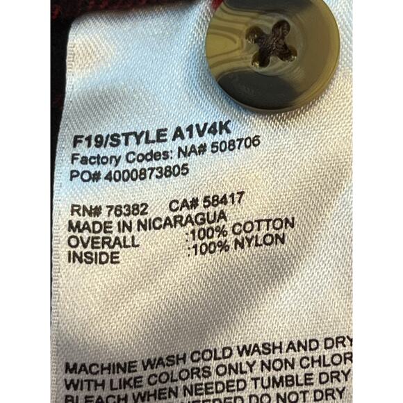 Timberland PRO Mens M Red Black Plaid Flannel Shirt Heavyweight Workwear Rugged - Picture 4 of 6